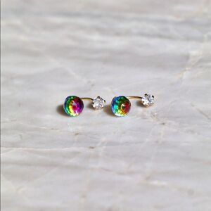 14k solid gold rainbow earrings perfect gift